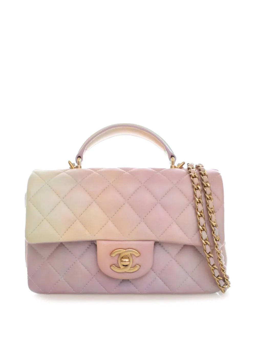 2021-2025 Mini Rectangular Classic Ombre Lambskin Top Handle Flap satchel