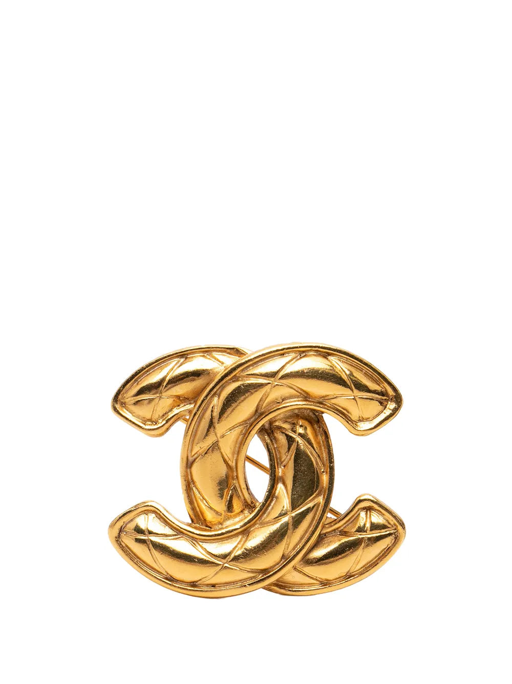 1970-1980 Gold Plated CC Quilted Brooch costume brooch
