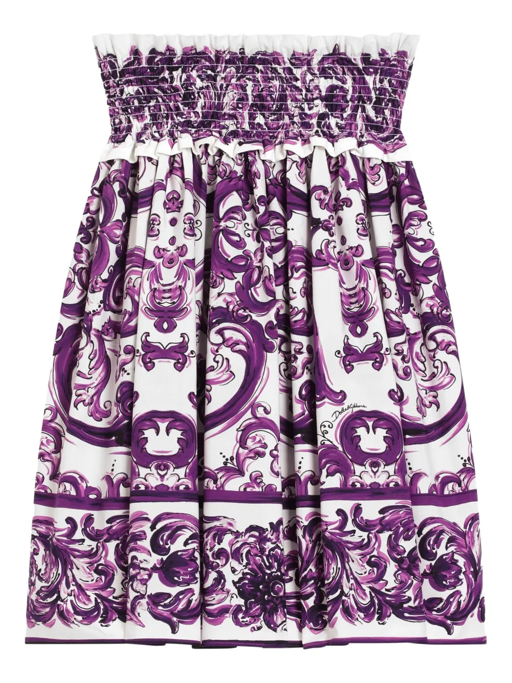 Majolica-print poplin skirt