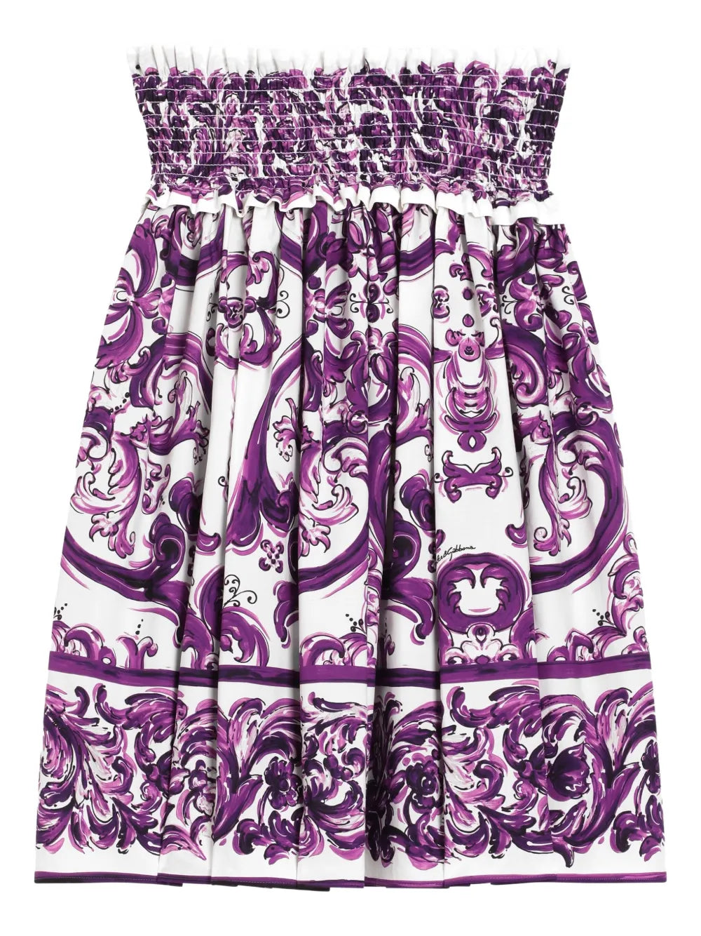 Majolica-print poplin skirt