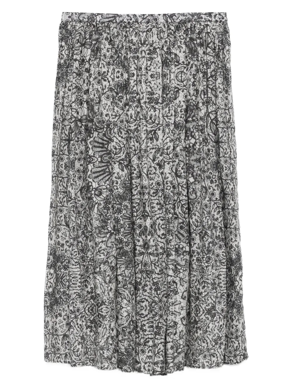 pleated floral-print skirt