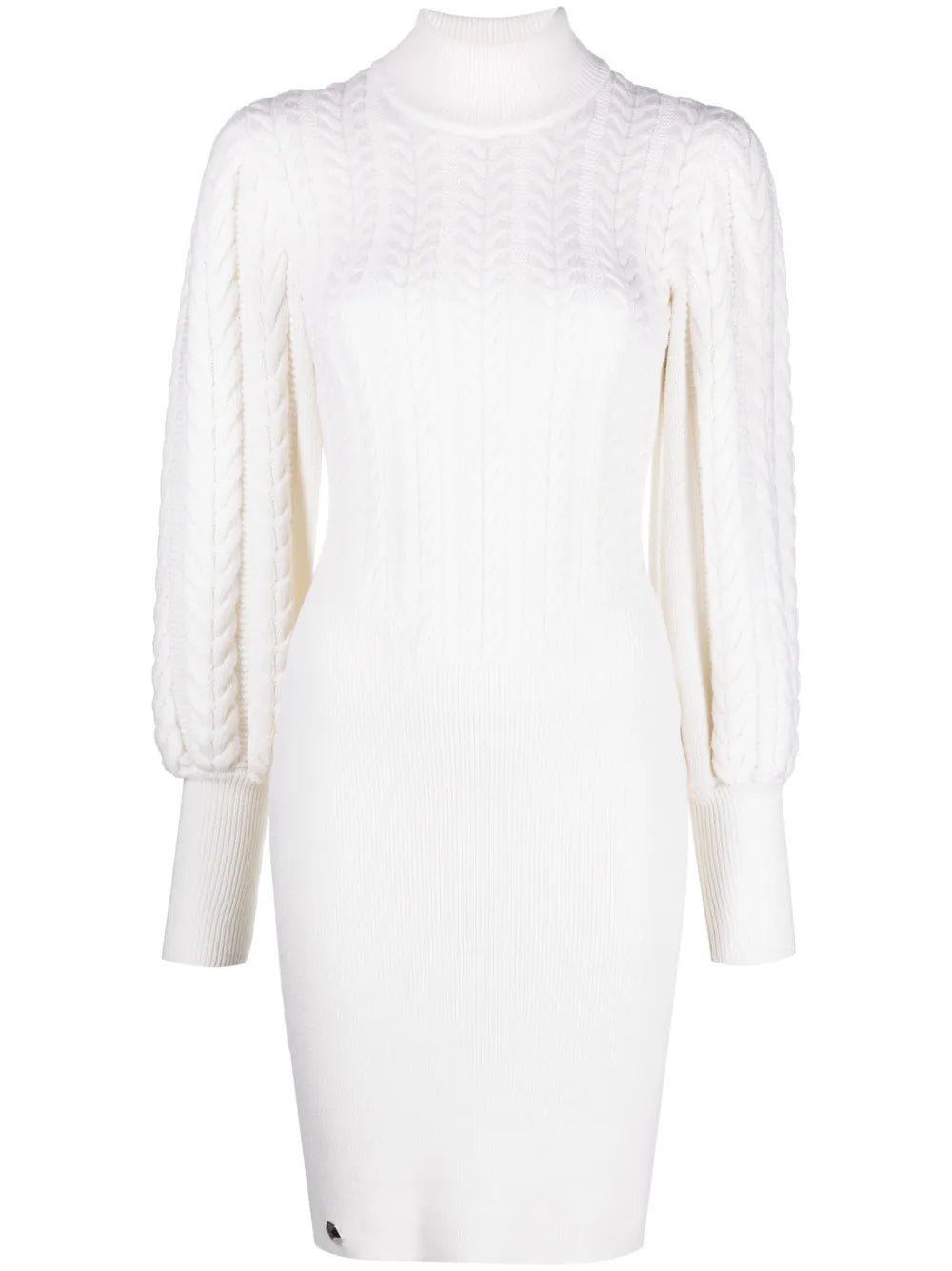 cable-knit high-neck dress