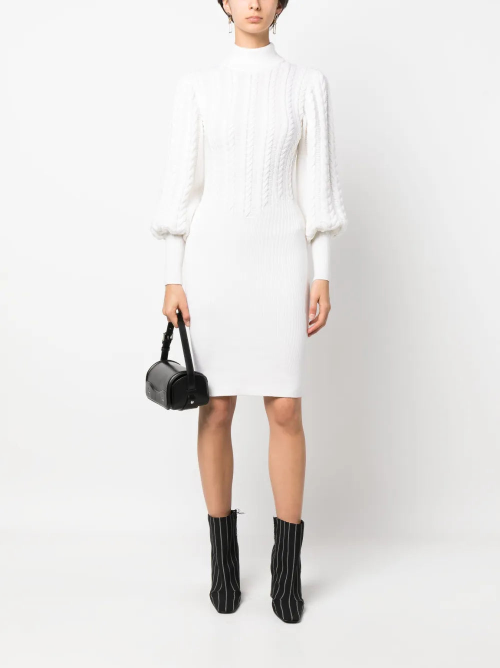 cable-knit high-neck dress
