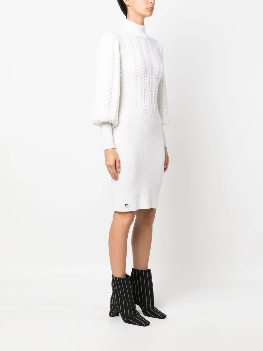 cable-knit high-neck dress