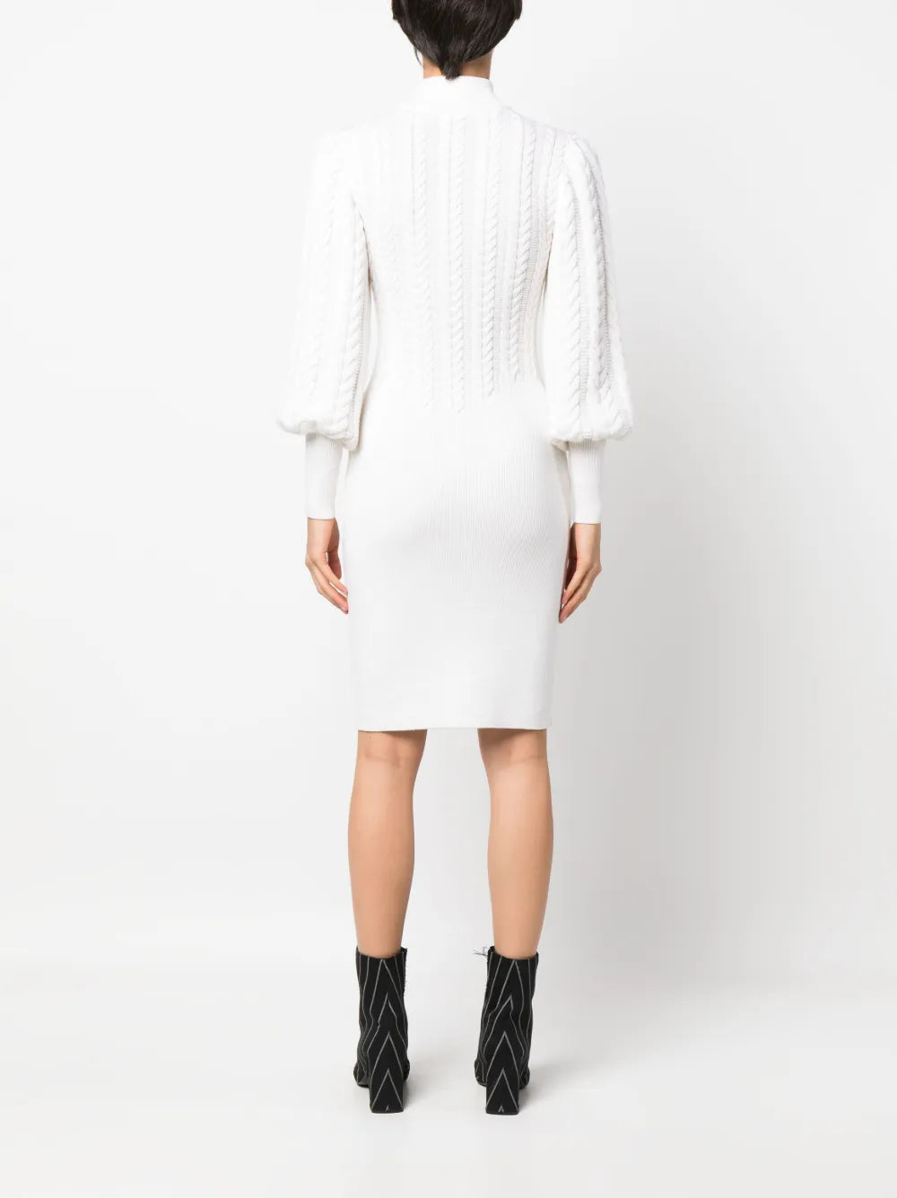 cable-knit high-neck dress
