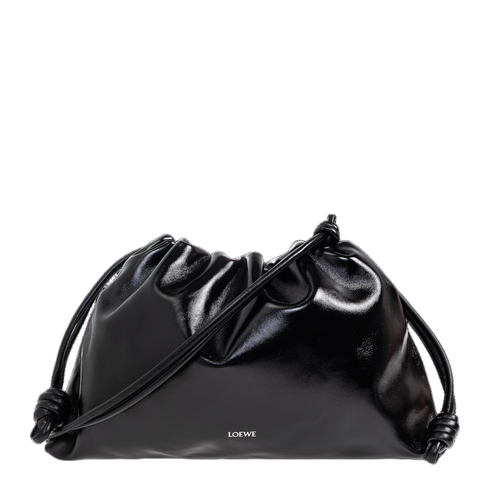 Flamenco Large Leather Shoulder Bags - Black