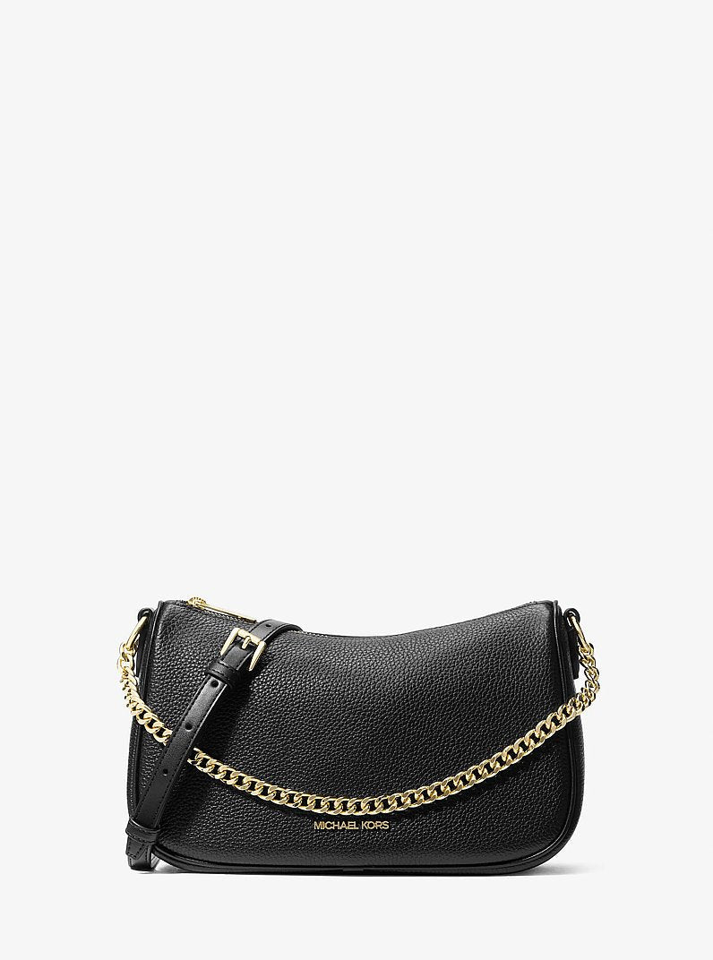 Michael Kors Carmela Medium Pebbled Leather Convertible Crossbody Bag Black