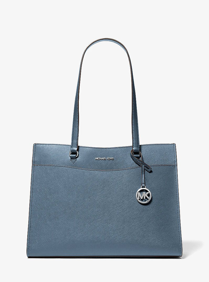 Michael Kors Jet Set Travel Large Saffiano Leather Tote Bag Denim