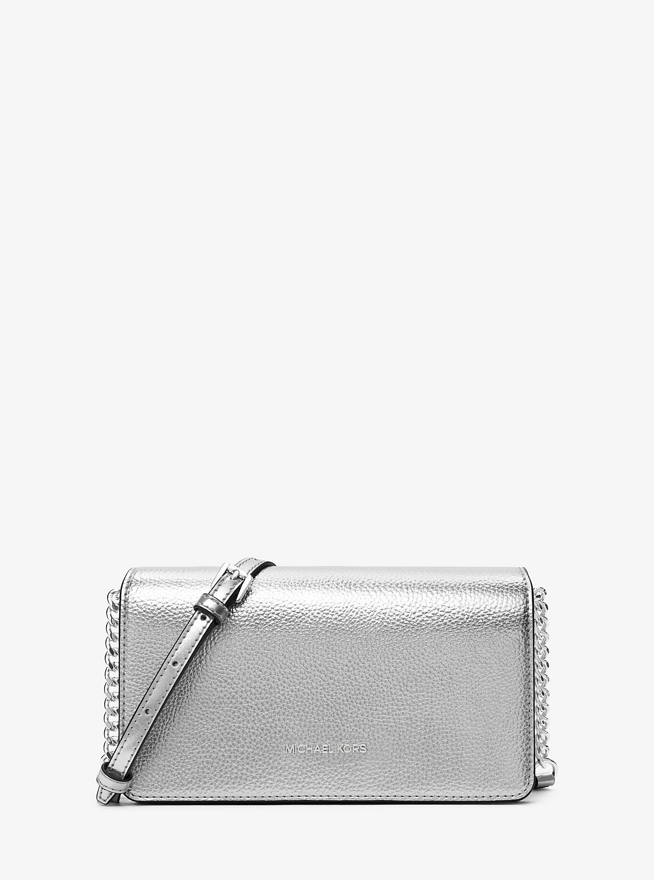 Michael Kors Jet Set Medium Metallic Crossbody Bag Silver