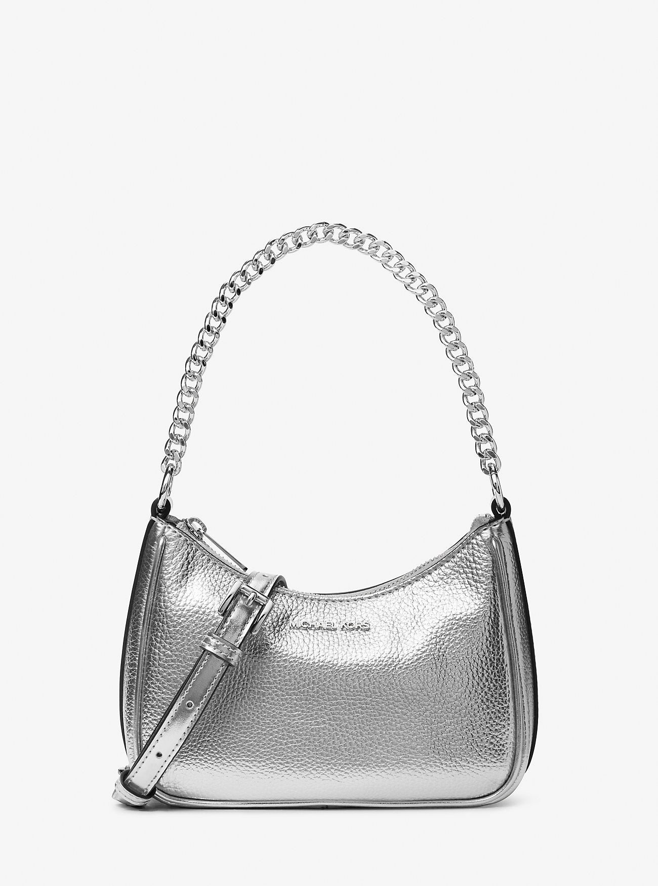 Michael Kors Jet Set Travel Small Metallic Convertible Crossbody Bag Silver