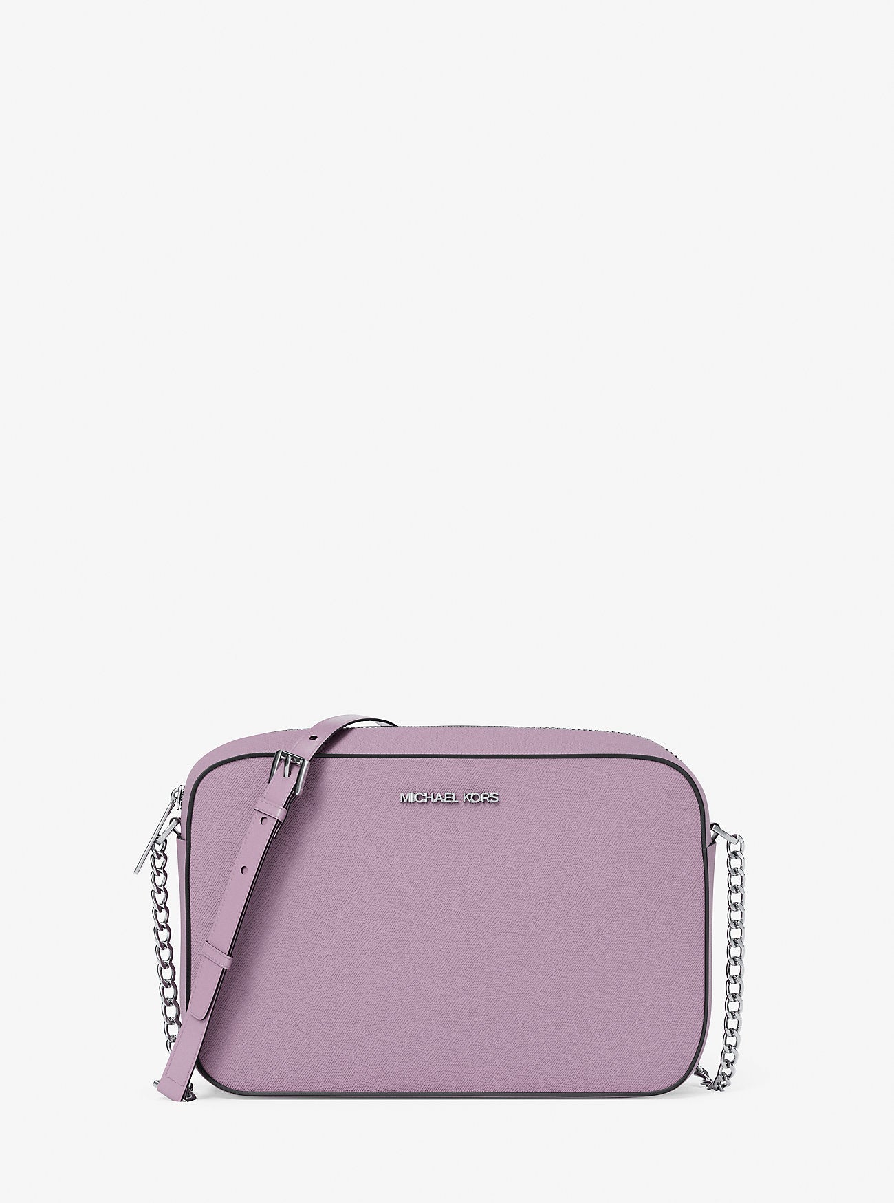 Michael Kors Jet Set Large Saffiano Leather Crossbody Bag Lt Quartz