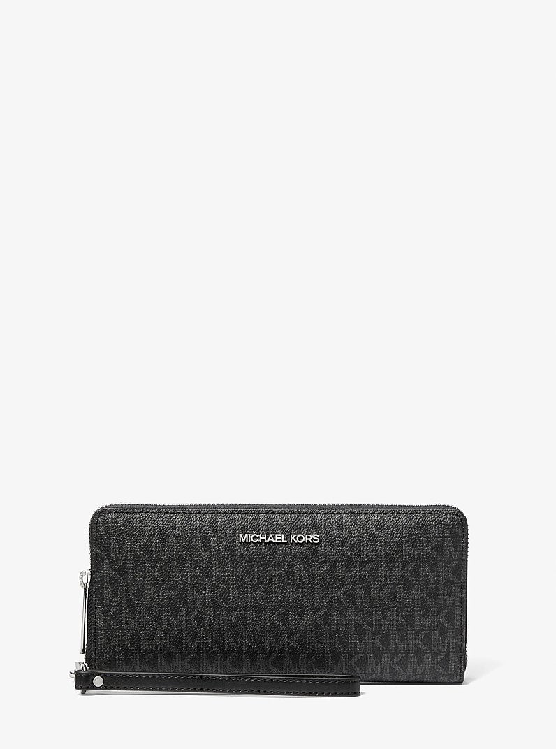 Michael Kors Jet Set Travel Large Signature Logo Continental Wallet Black
