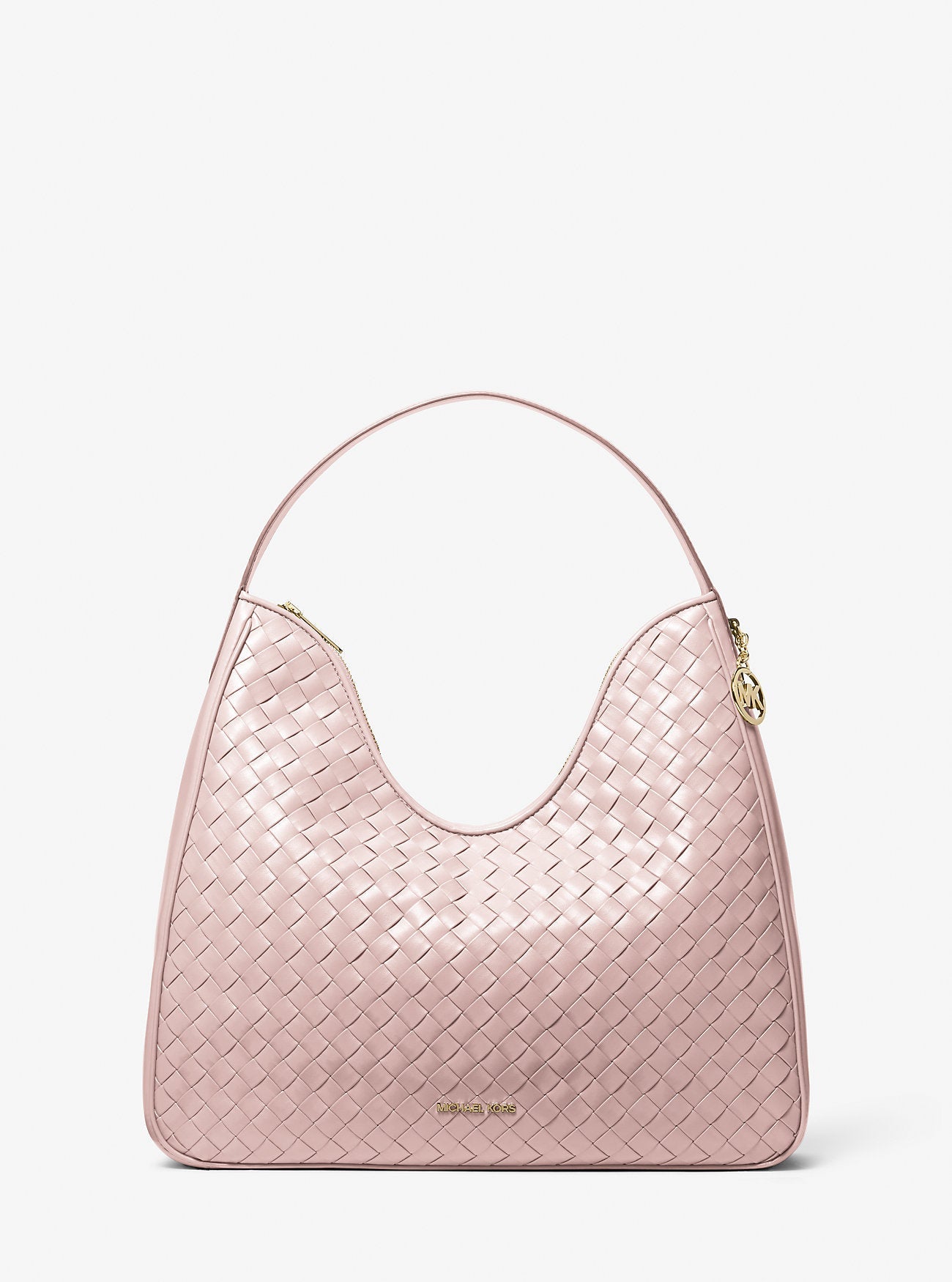 Michael Kors Nayla Medium Woven Shoulder Bag Powder Blush