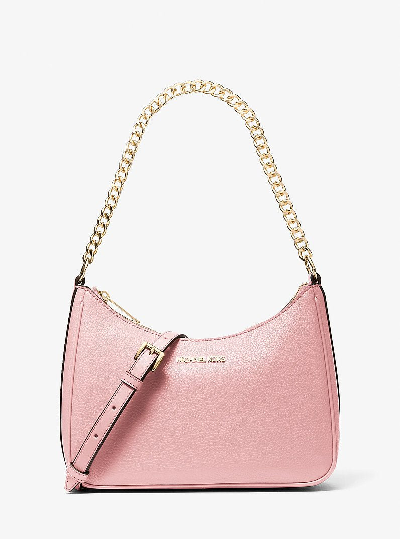 Michael Kors Jet Set Large Pebbled Leather Convertible Crossbody Bag Powder Blush