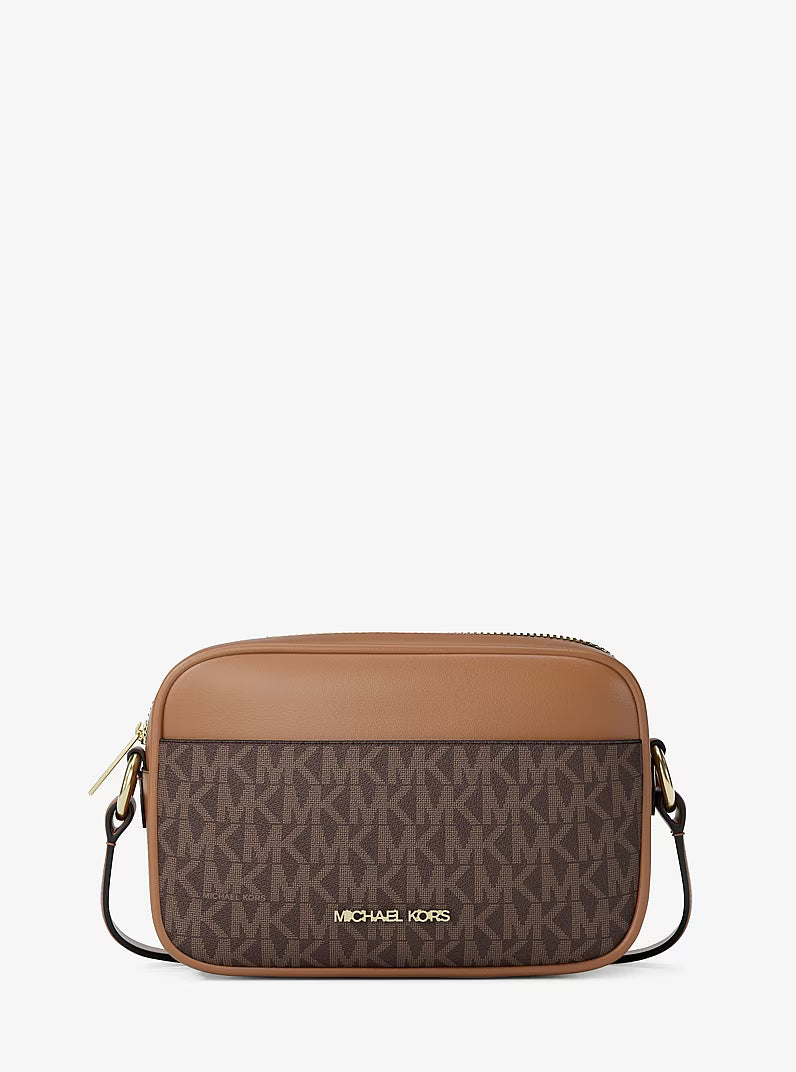 Michael Kors Jet Set Small Signature Logo Camera Crossbody Bag Brown