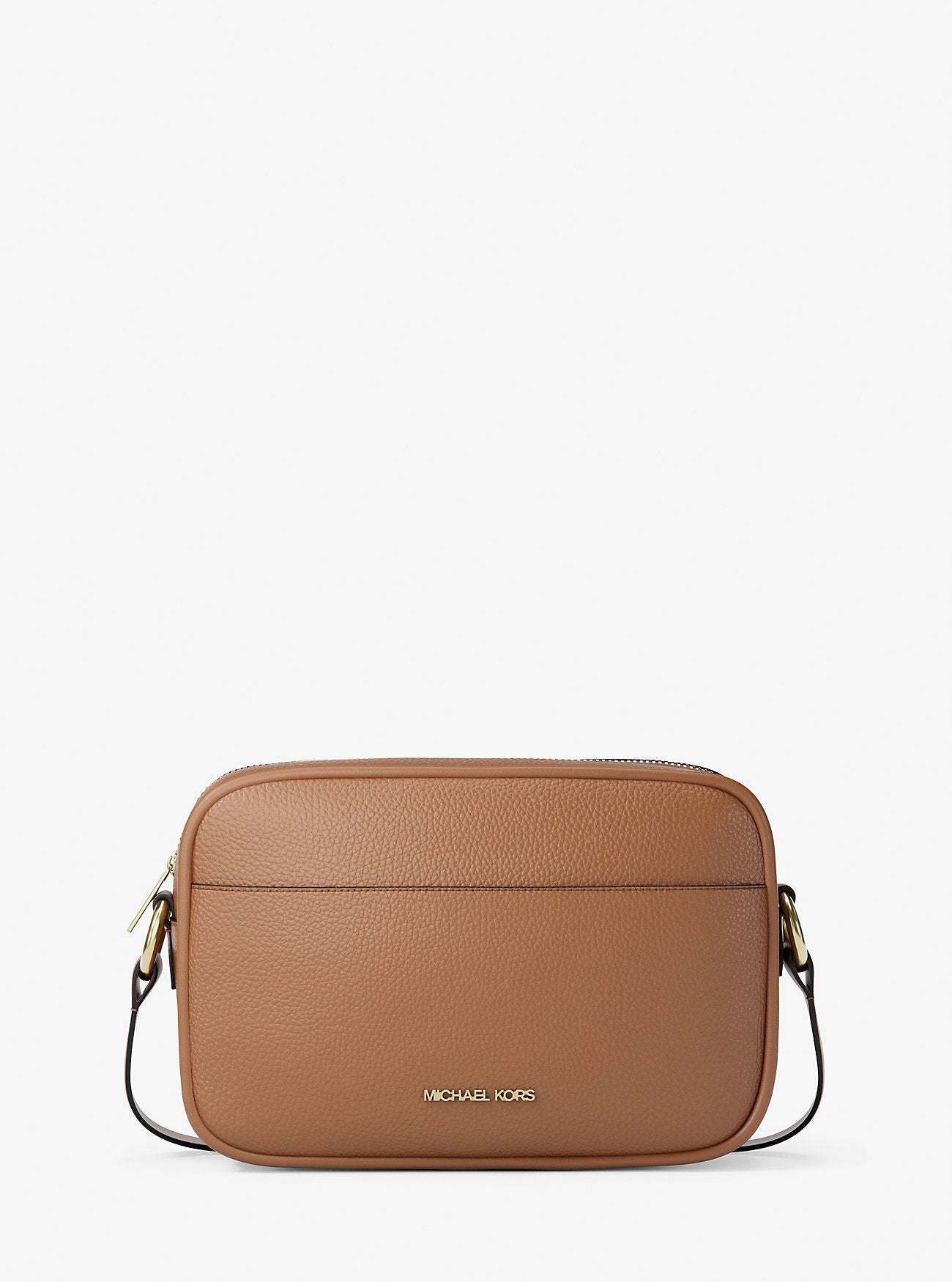 Michael Kors Jet Set Pebbled Leather Camera Crossbody Bag Luggage