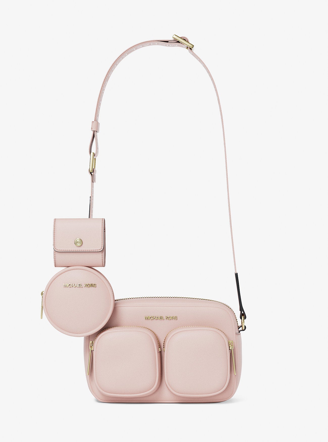 Michael Kors Jet Set Travel Medium Leather Messenger Bag Powder Blush
