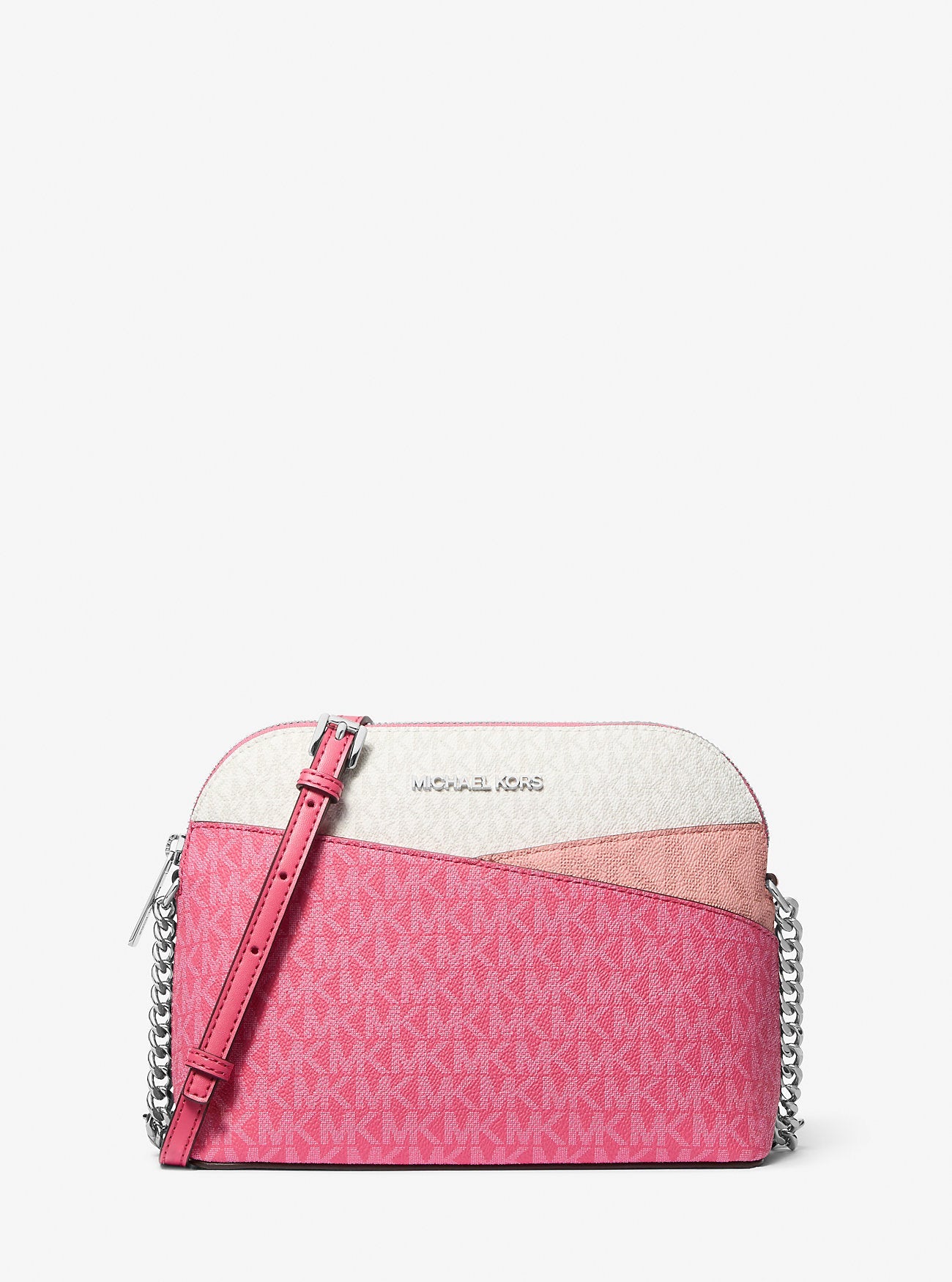 Michael Kors Jet Set Travel Color-Block Signature Logo Crossbody Bag Hibiscus