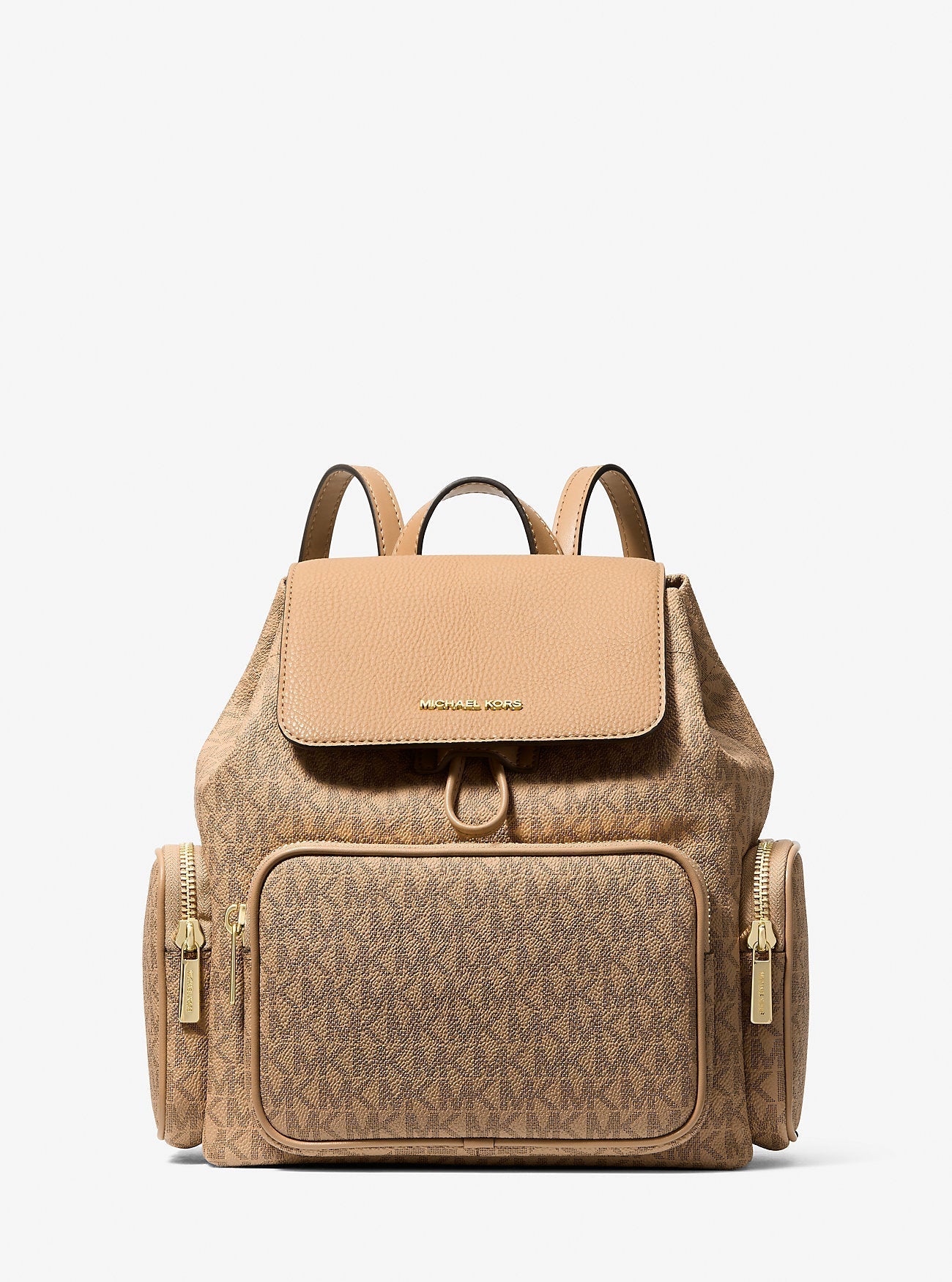 Michael Kors Merritt Small Signature Logo Cargo Backpack Camel