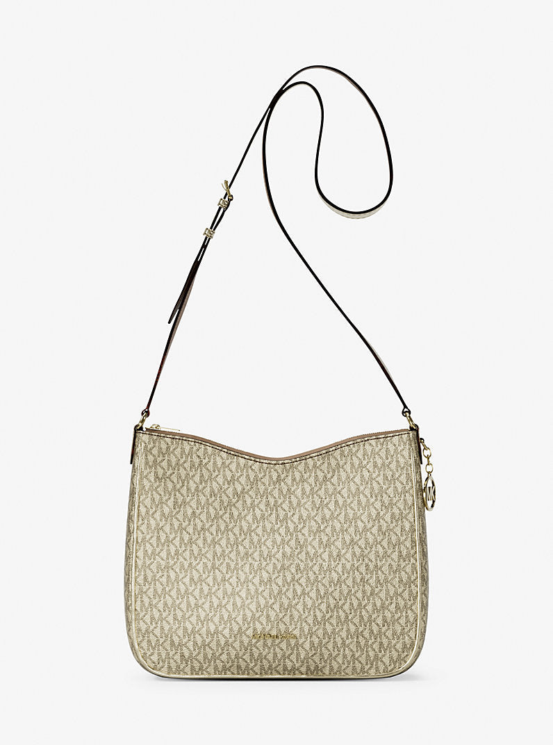 Nayla Medium Metallic Signature Logo Messenger Bag