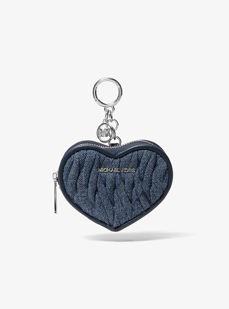 Michael Kors Jet Set Travel Matelasse Denim Heart Coin Pouch Denim
