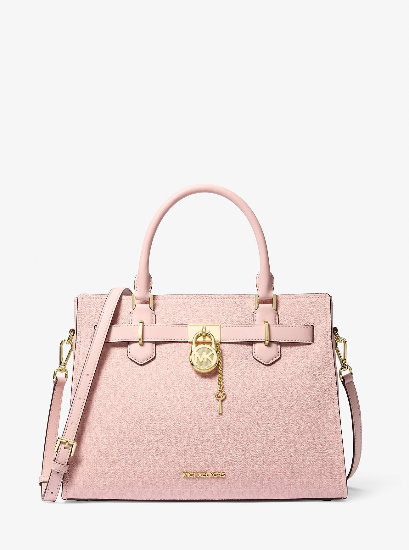 Michael Kors Hamilton Medium Signature Logo Satchel Powder Blush