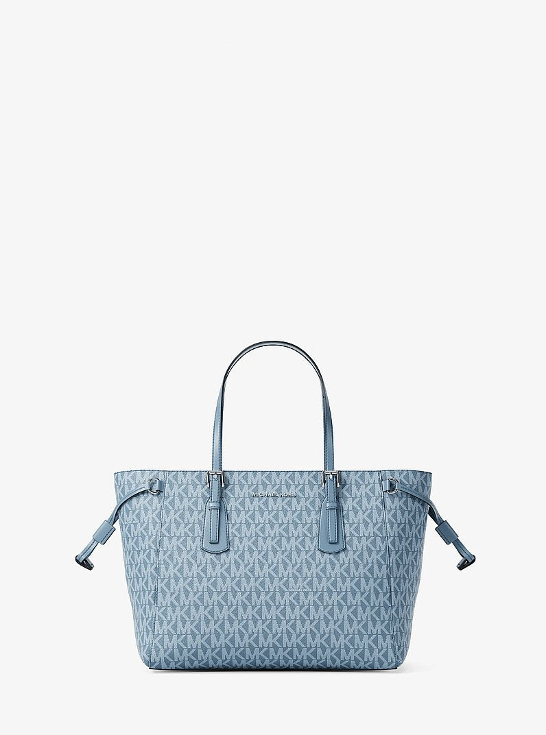Michael Kors Voyager Extra-Small Signature Logo Tote Bag Denim
