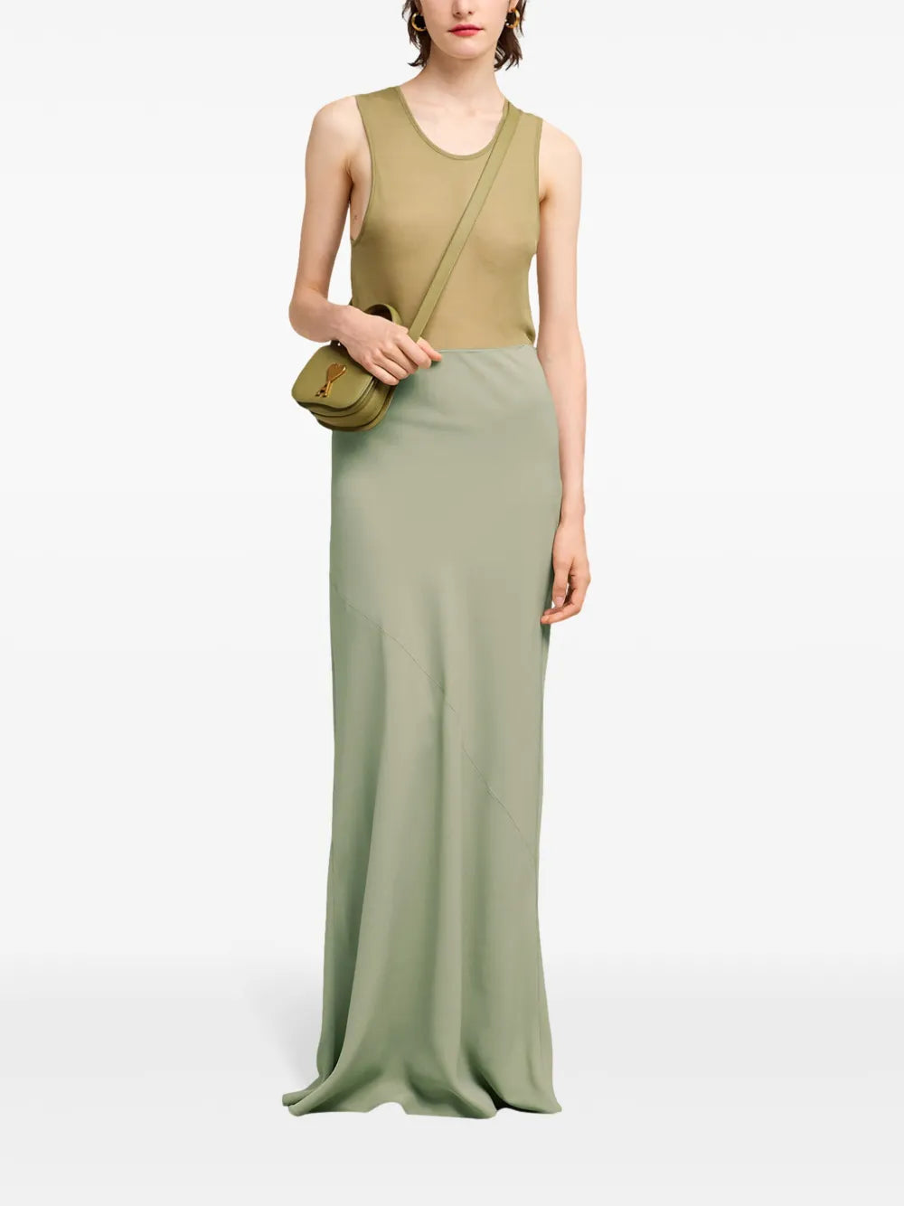 bias-cut maxi skirt