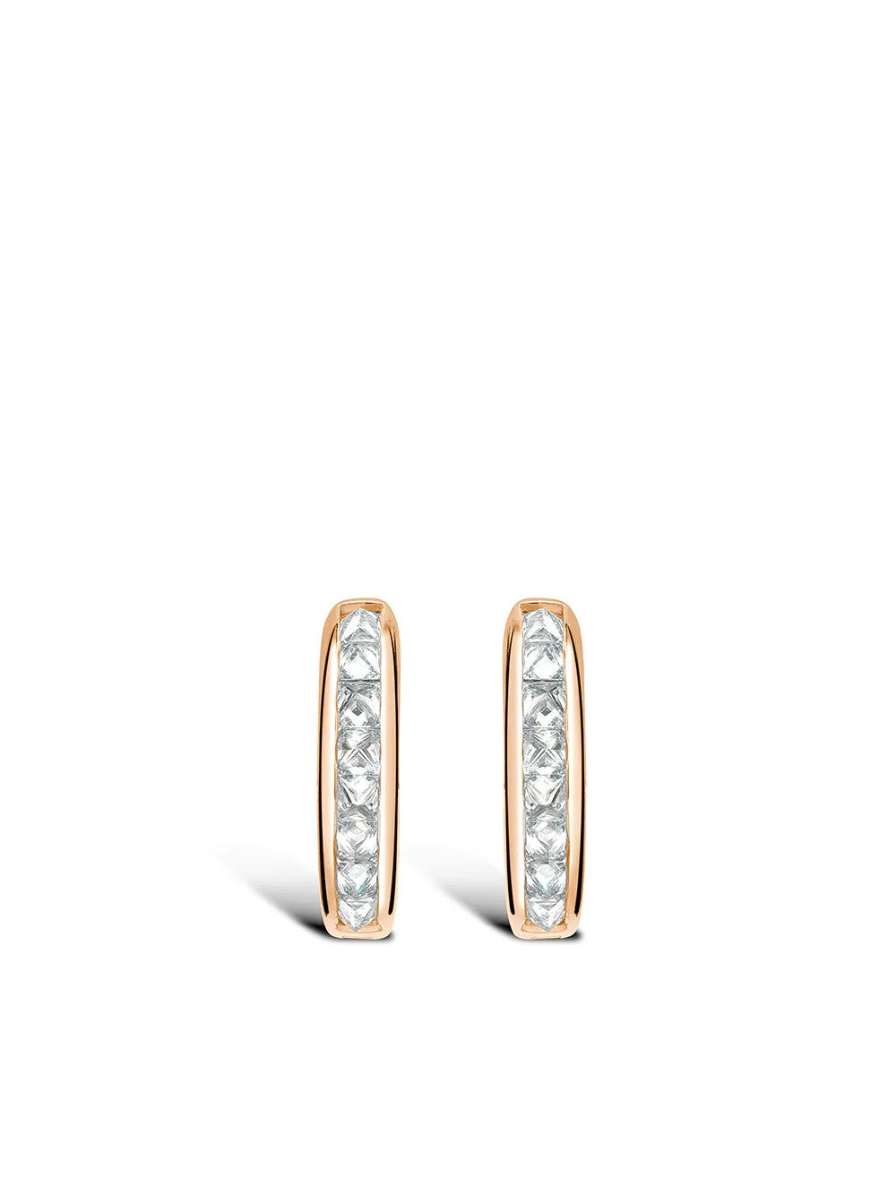 18kt rose gold mini RockChic diamond hoop earrings