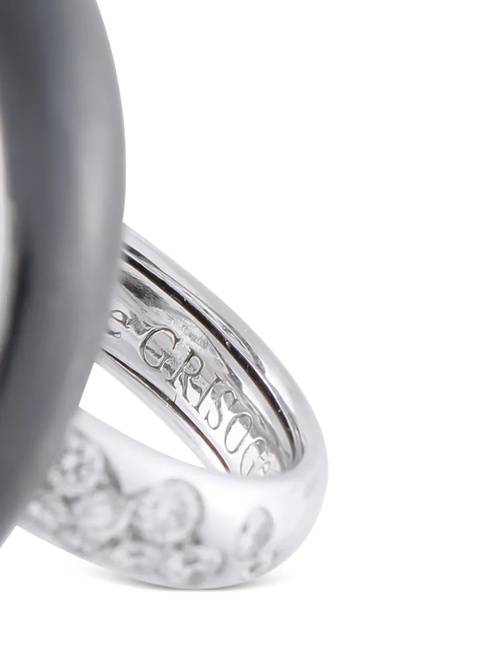 18K white gold De Grisogono diamond and onyx ring