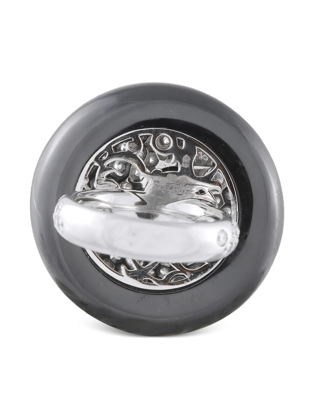 18K white gold De Grisogono diamond and onyx ring