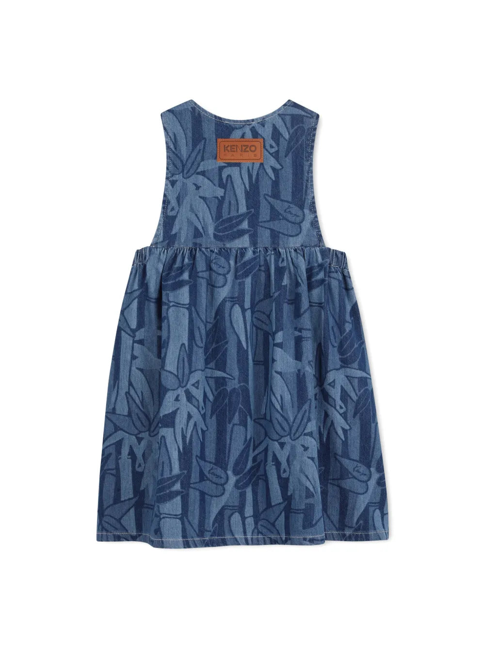 foliage-print denim dress