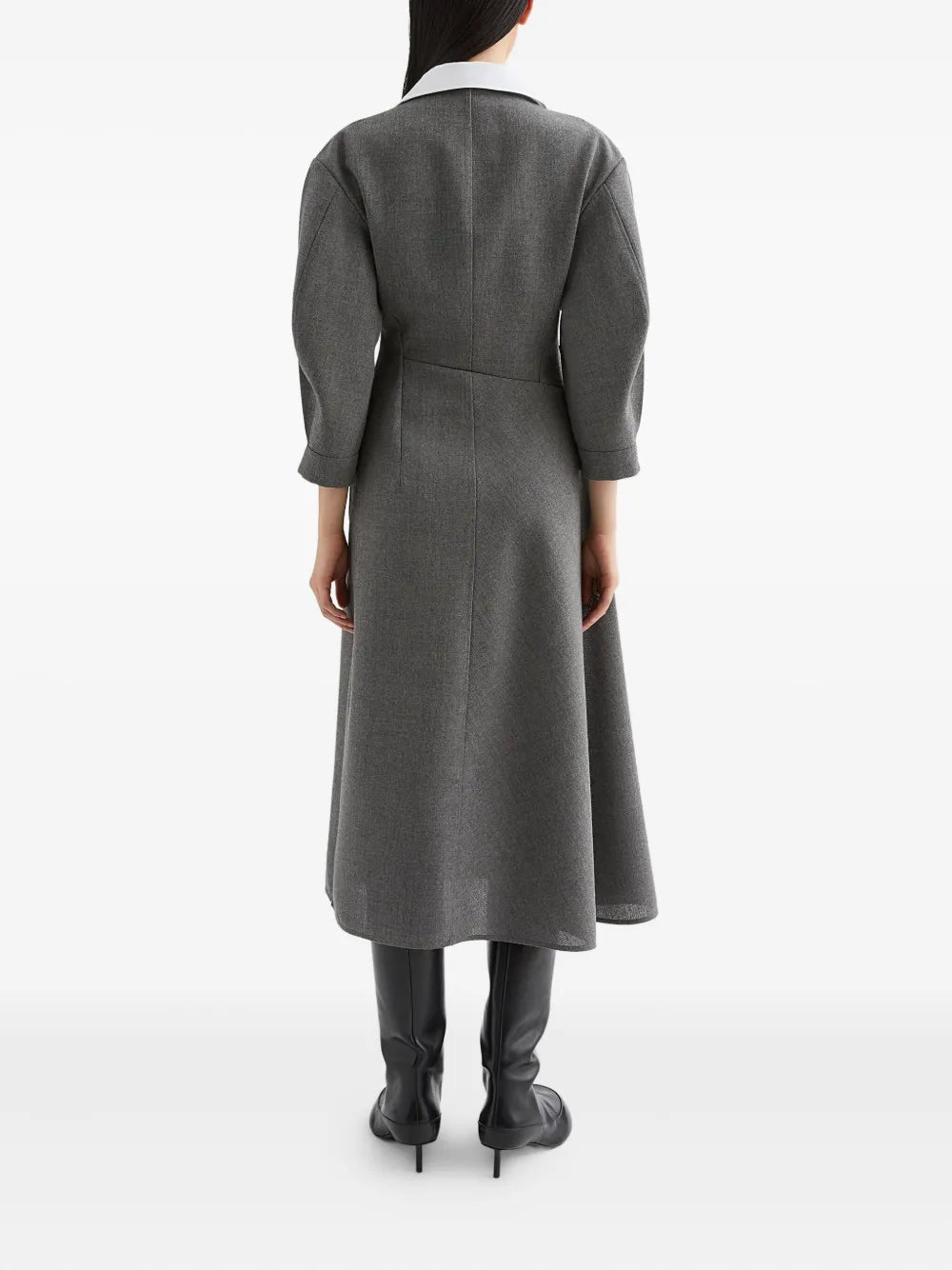 contrasting-collar midi dress
