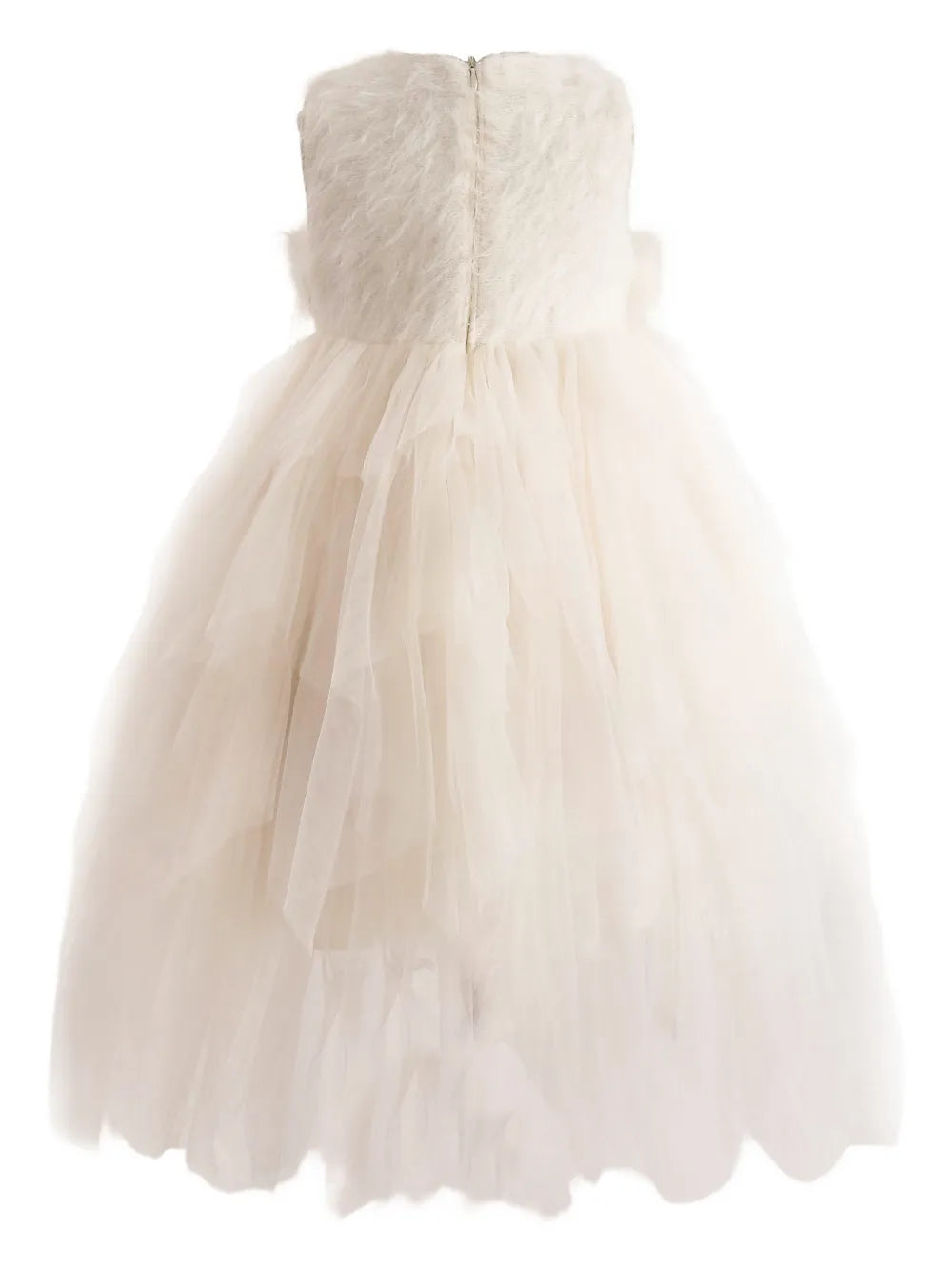 feathered-waist tulle party dress