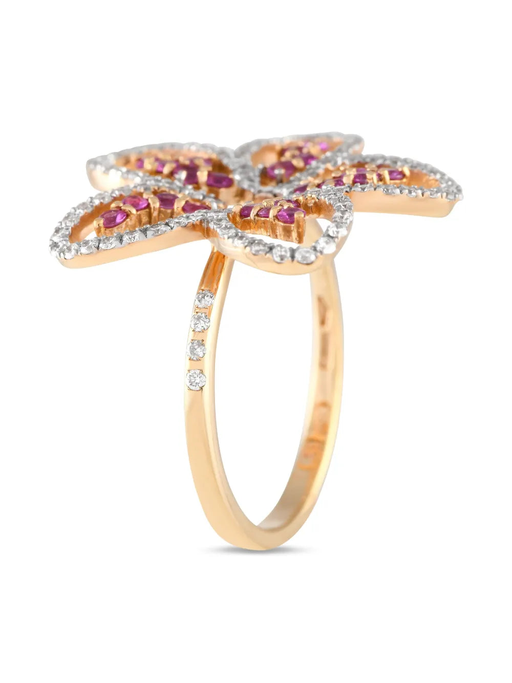18K yellow gold Dainty Flower diamond and sapphire ring