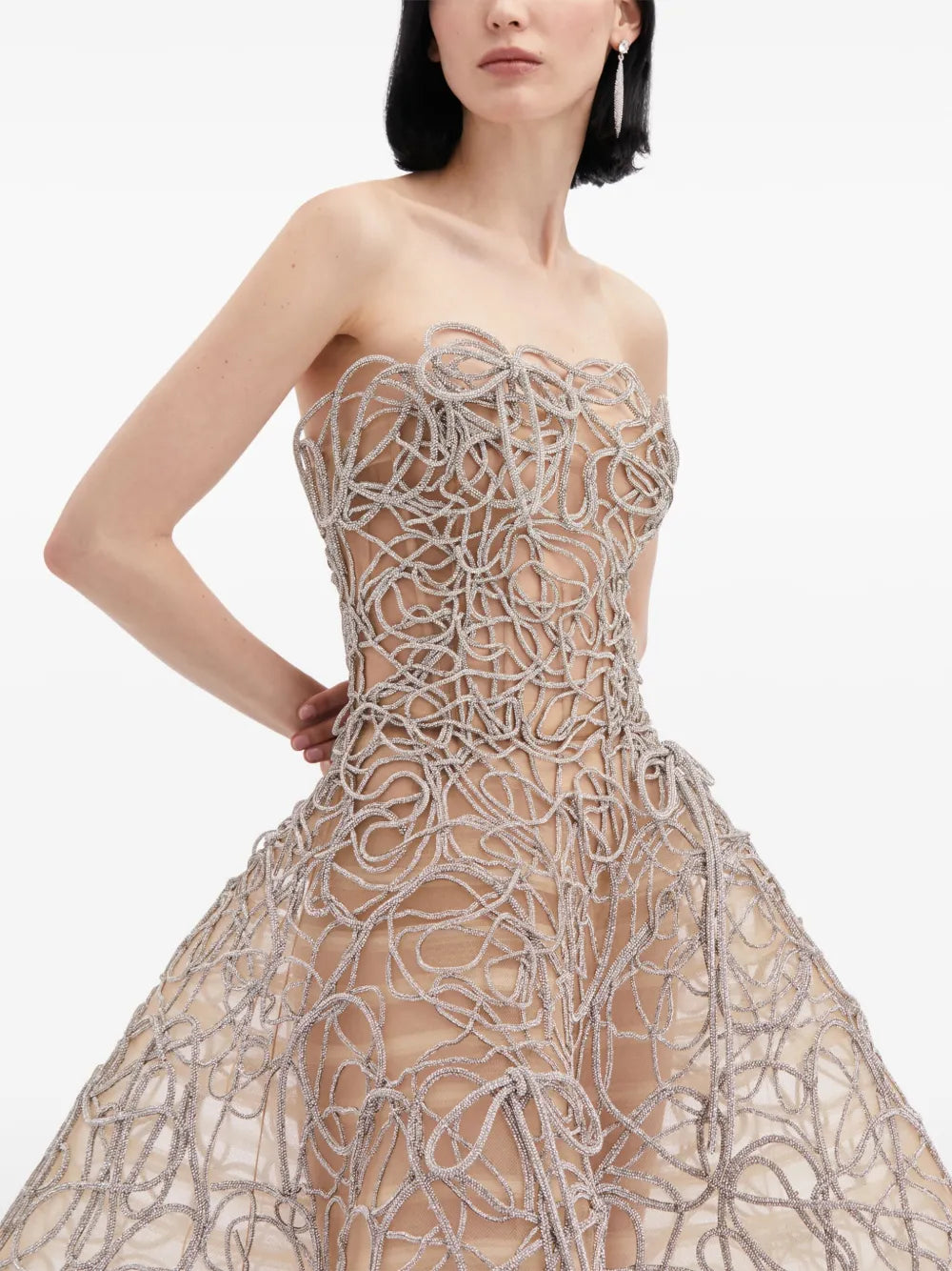 Crystal Embroidered cord gown