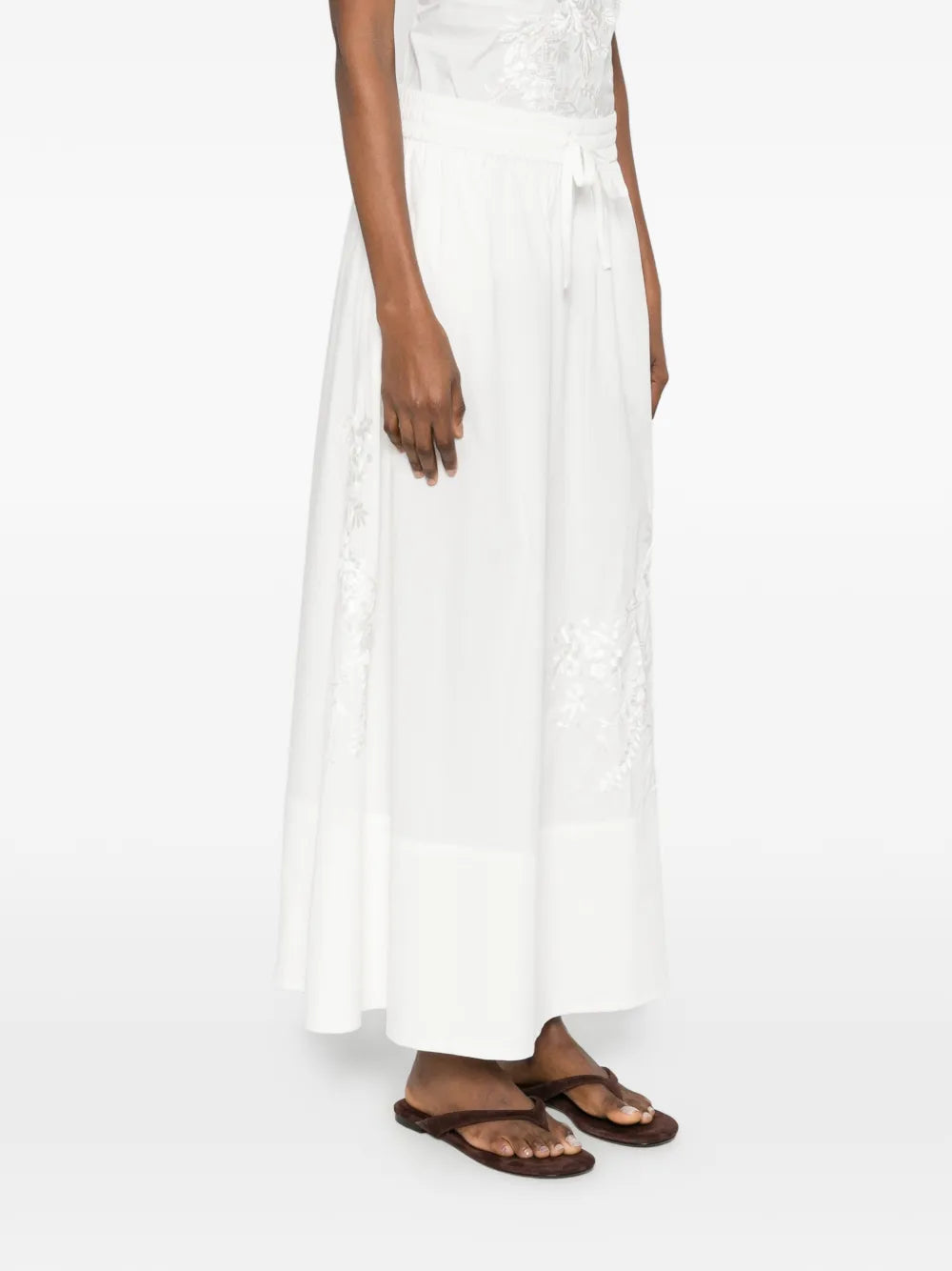 Ninja embroidery drawstring maxi skirt