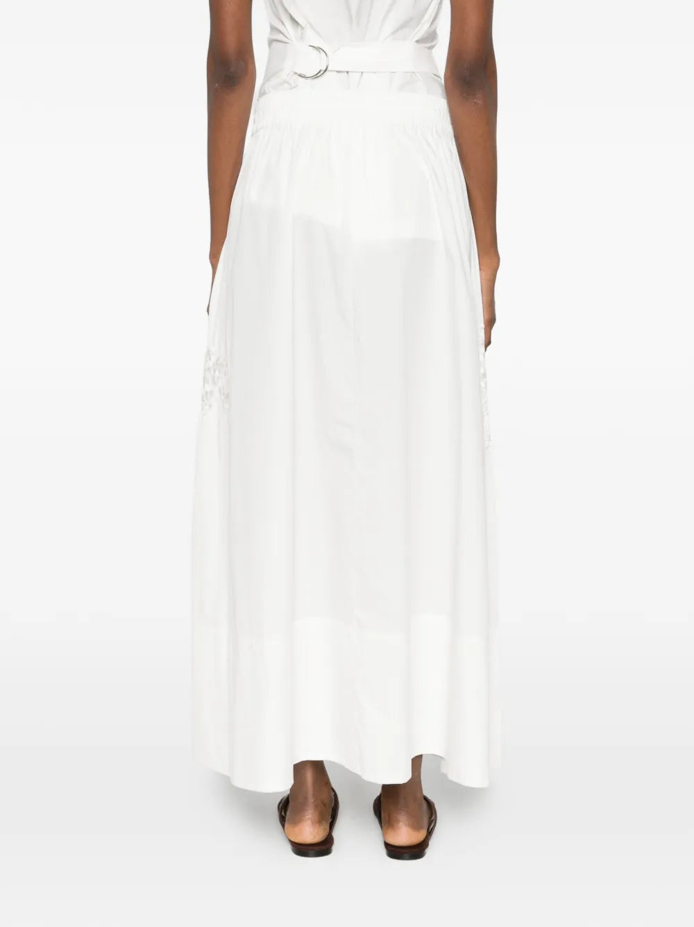 Ninja embroidery drawstring maxi skirt