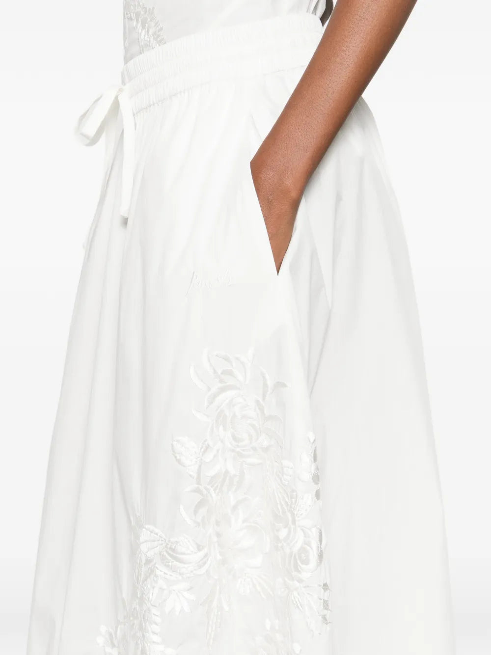 Ninja embroidery drawstring maxi skirt