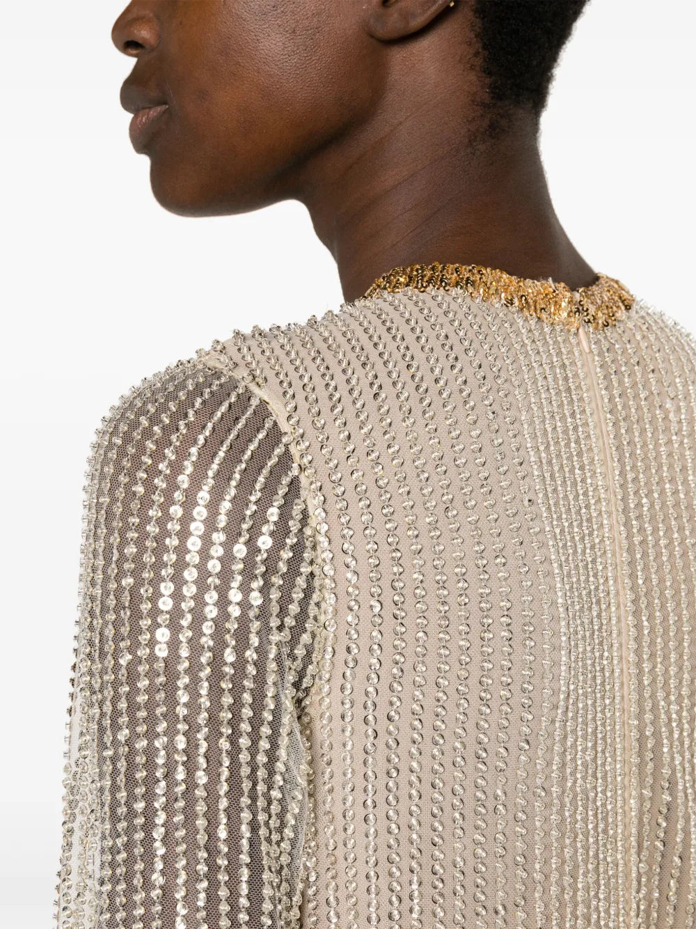 tiered sequinned gown