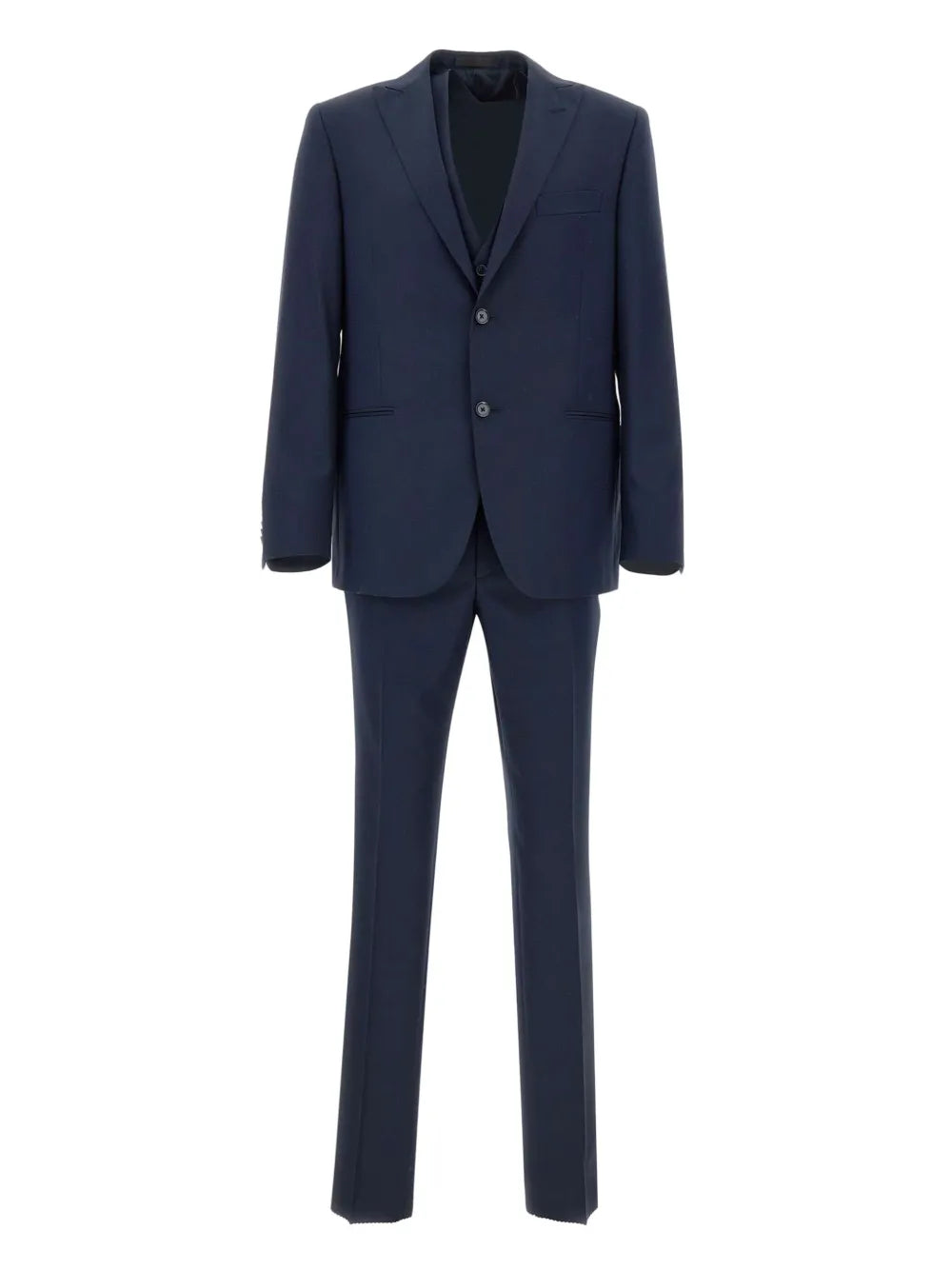 peak lapel three-piece suit