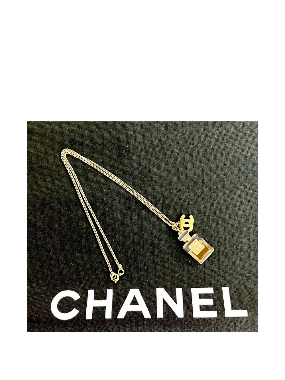 2005 CC Gold Plated No 5 Perfume Bottle Pendant Necklace costume necklace