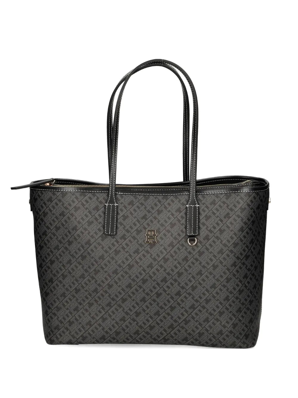 monogram-pattern zip tote bag