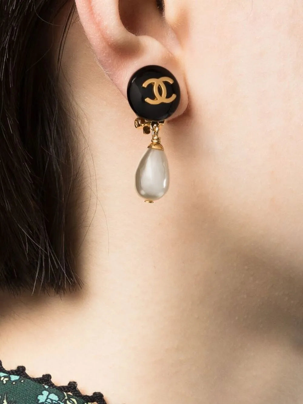 1997 CC pearl-embellished clip-on earrings