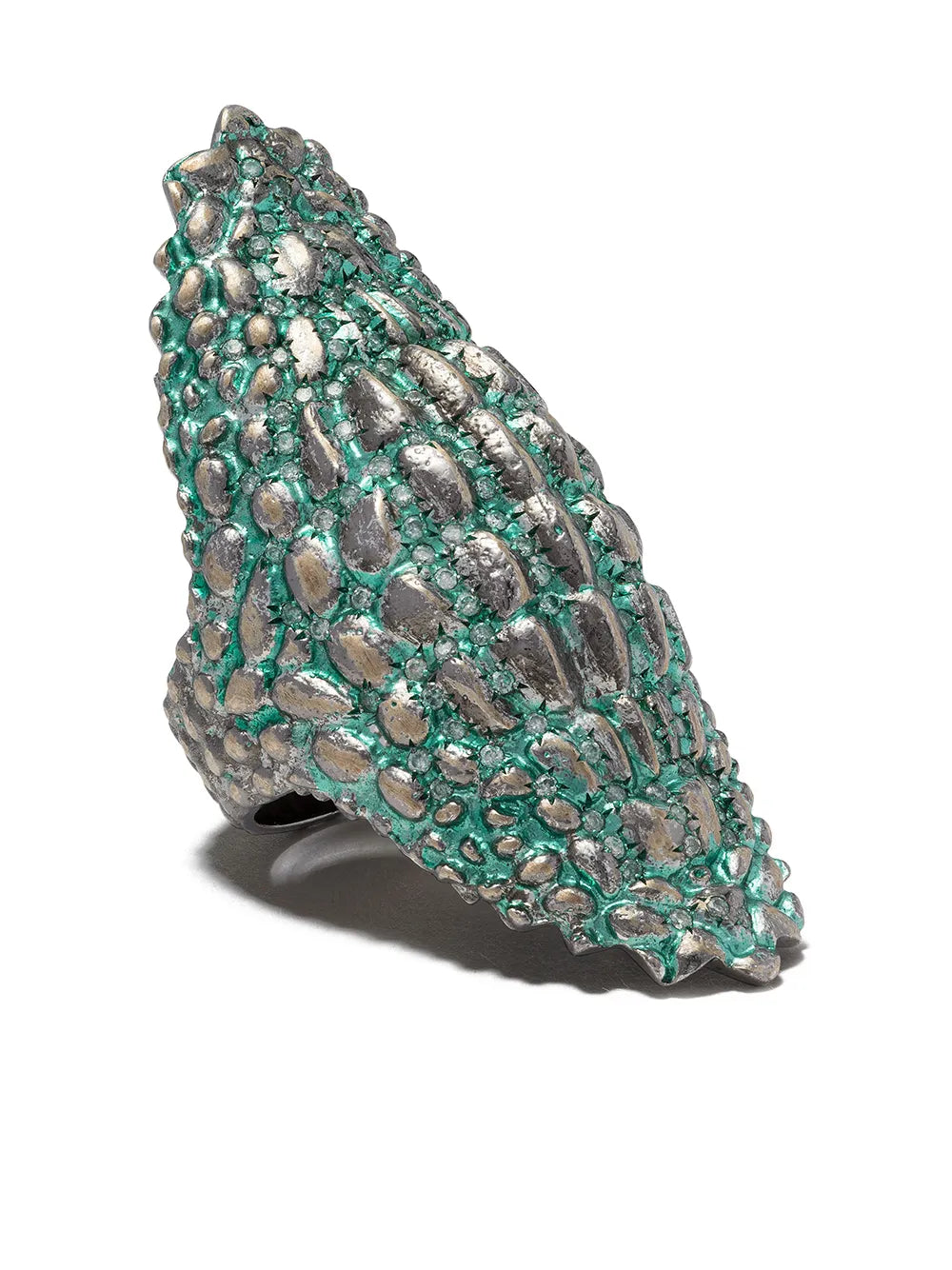 9kt gold diamon Green Lady Caiman ring