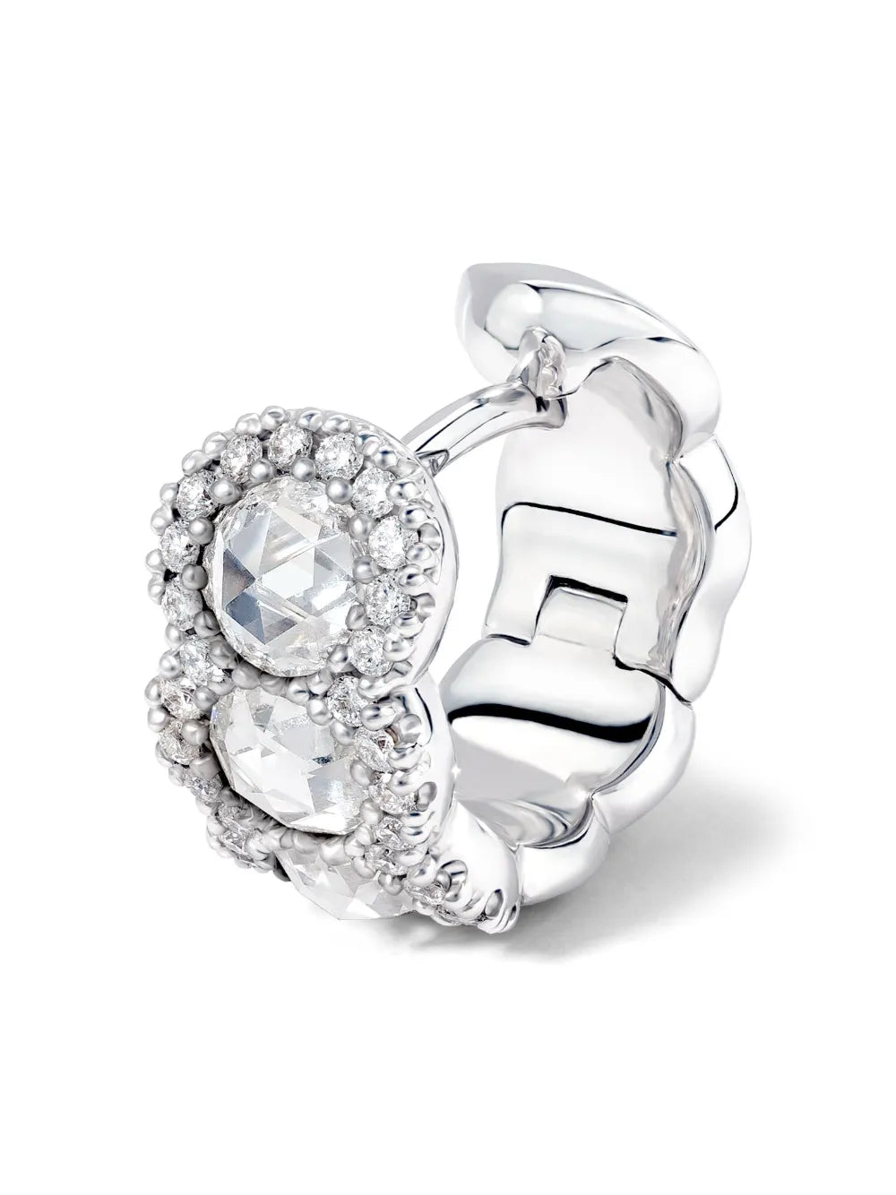 18kt white gold diamond mini hoop single earring