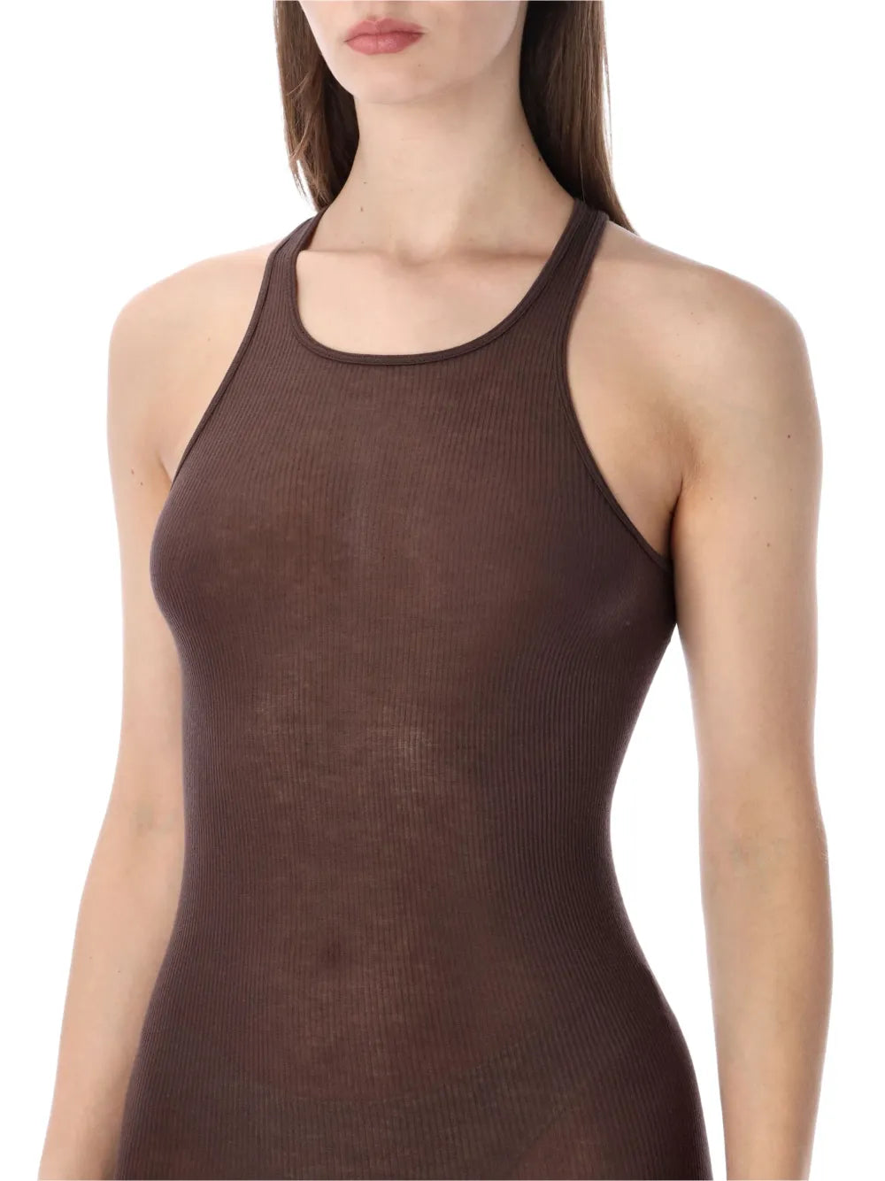 sleeveless crew-neck midi dress