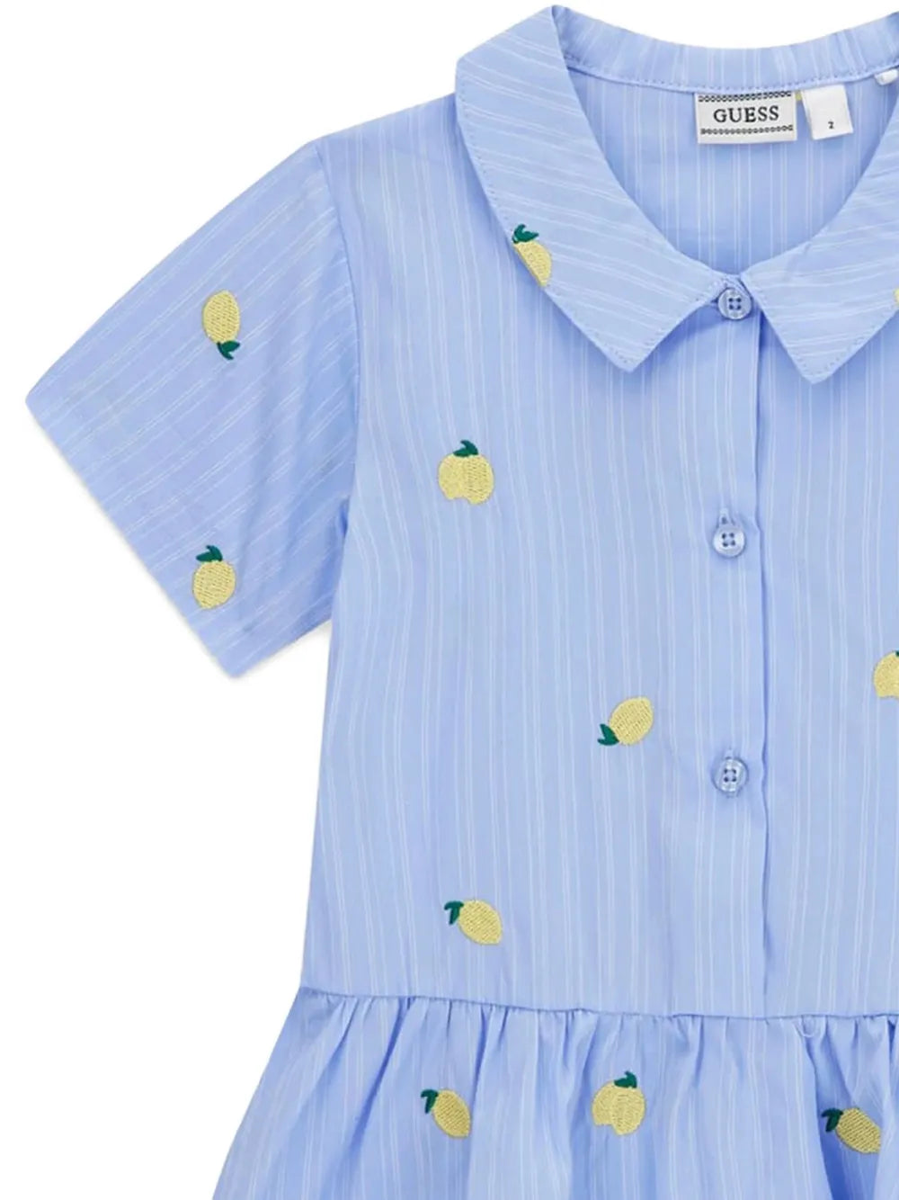 striped lemon-embroidered dress