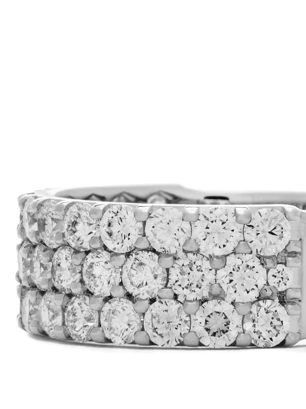 18K white gold diamond three-row ring