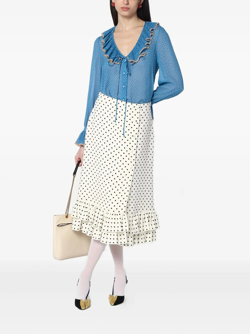 polka dot-print midi skirt 